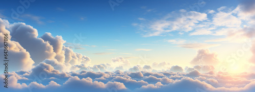 blue sky with clouds in the background  in the style of photorealistic pastiche  white and azure  only sky view  Generative AI