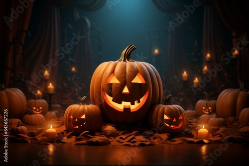 Halloween poster Pumpkins, bats, and a dark, haunting background © Muhammad Ishaq