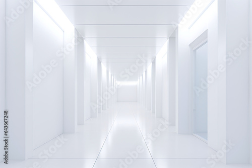 long white clean office or laboratory corridor for pharmaceutical background