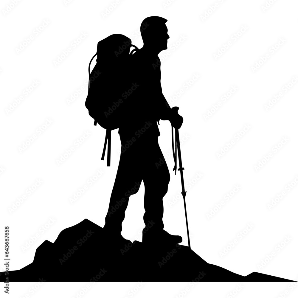 man hiking mountain with stick man hiking mountain with stick