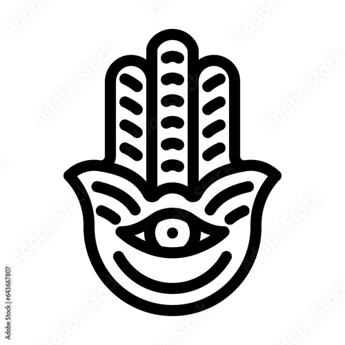 hamsa hand jewish line icon vector. hamsa hand jewish sign. isolated contour symbol black illustration