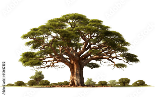 Euphoric Baobab Tree Isolated on Transparent PNG Background  rendering. Generative AI