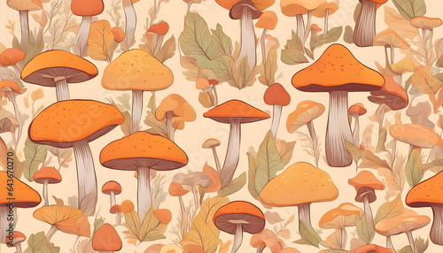 seamless background with mushrooms, seamless pattern with mushrooms, autumn illustration