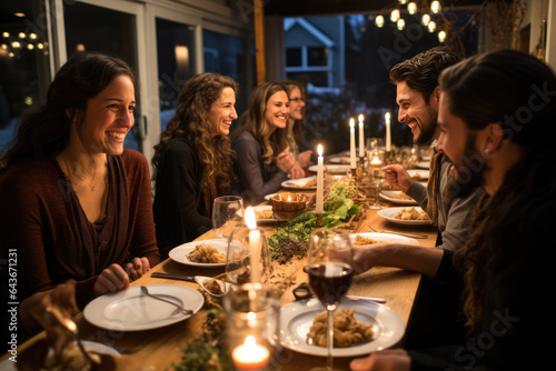 Laughter  love  and shared stories during a family Thanksgiving dinner