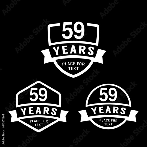 59 years anniversary celebration logotype. 59th anniversary logo collection. Set of anniversary design template. Vector illustration.