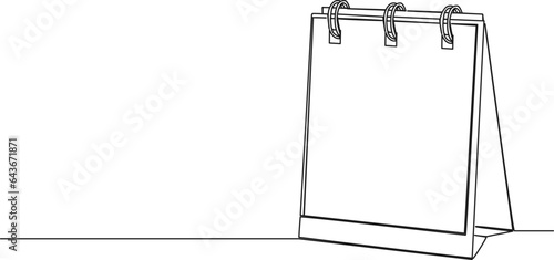 continuous single line drawing of tear-off calendar, line art vector illustration