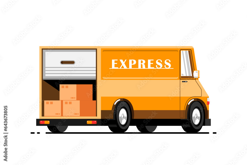 Van truck delivery service on isolated background, Vector illustration. Van truck delivery service on isolated background, Vector illustration.