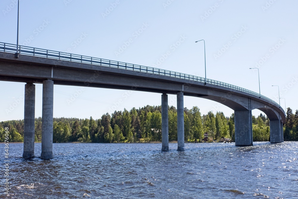 Kalkkisten bridge over Kymijoki river in summer, Kalkkinen, Finland.