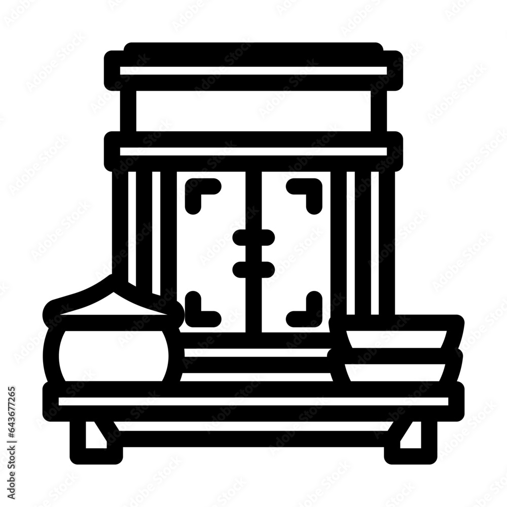 kamidana household shrine shintoism line icon vector. kamidana household shrine shintoism sign. isolated contour symbol black illustration kamidana household shrine shintoism line icon vector. kamidana household shrine shintoism sign. isolated contour symbol black illustration