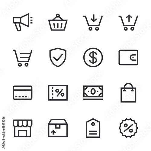commerce outline icons set isolated on white background vector illustration