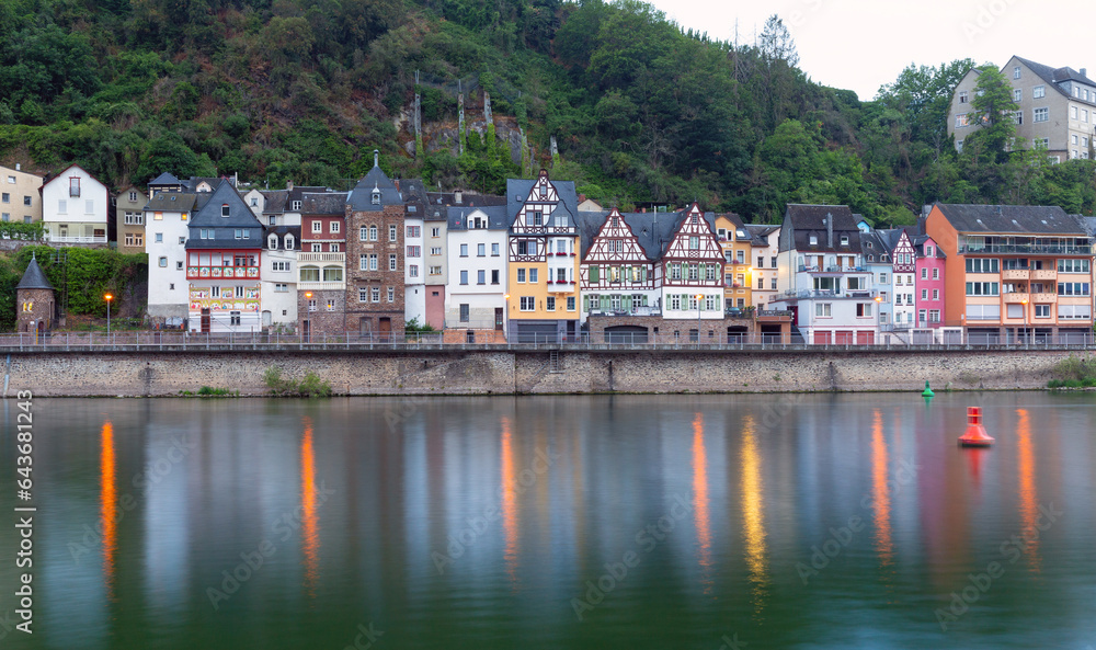 City embankment along the banks of the Moselle River in Cochem.