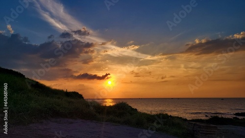 a red sunset  Sunset  a sunset scene  sunset scenery  Sunset in Jeju Island Korea