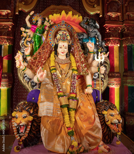 Idol statue of Goddess Maa Durga, Happy Navratri and Dussehra