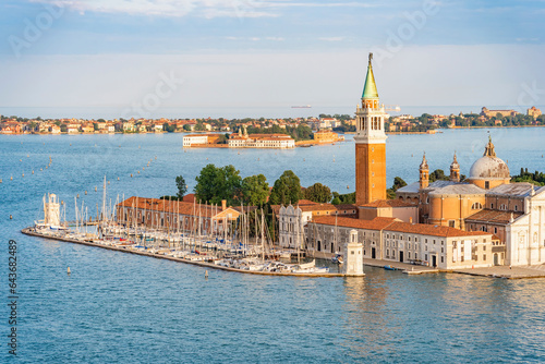 Aerial view of San Giorgio Maggiore island and church in Venice, Italy photo