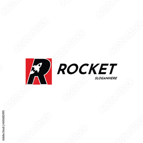 Rocket logo design, letter r initial with rocket symbol logo design concept