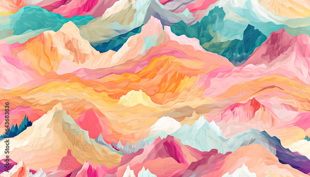 Dreamy Mountains: A Colorful Abstract Landscape,abstract watercolor painting