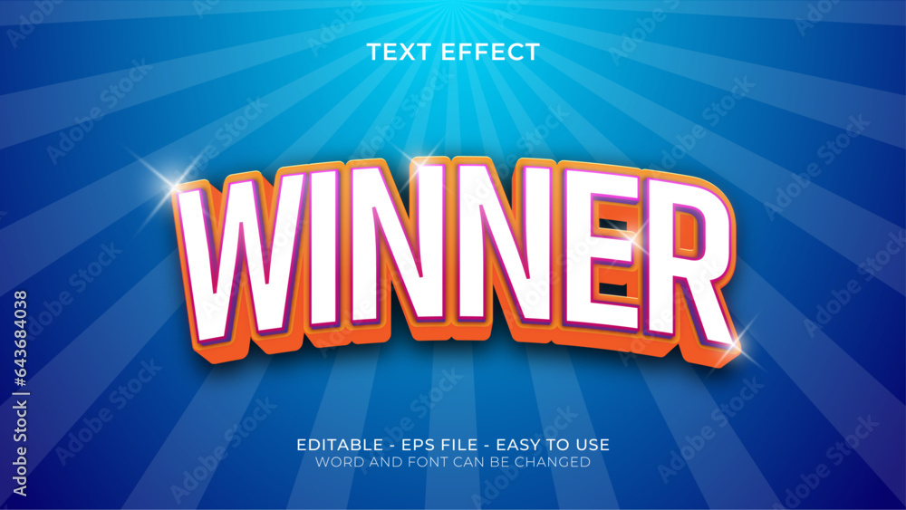 Fototapeta premium Winner 3d editable text effect