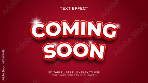 Coming soon red 3d editable text effect