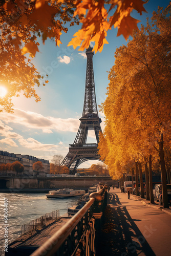 Seine in Paris with Eiffel tower in autumn time © Fabio