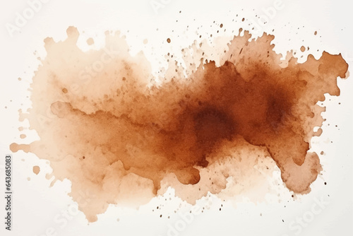 Watercolor abstract splash, spray. Color painting vector texture. Brown background.