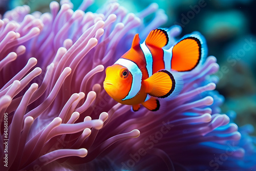 Foto A shot of a clownfish in the anemone
