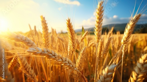 Golden wheat eras on agricultural field
