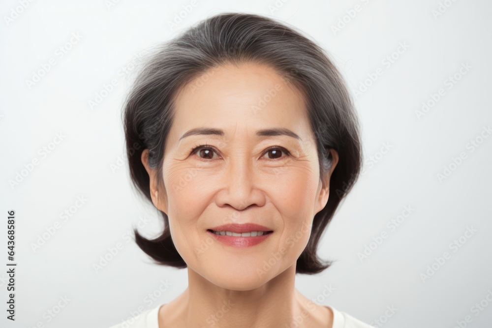 Portrait of Senior Asian Woman with Hair just Started Turn Gray on the Top of Her Head. Portrait of Senior Asian Woman with Hair just Started Turn Gray on the Top of Her Head.