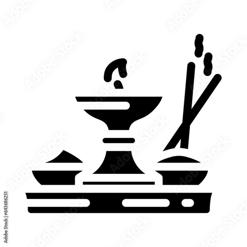 puja thali glyph icon vector. puja thali sign. isolated symbol illustration