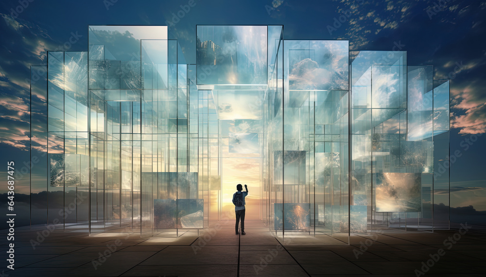 Imaginative scene with floating multimedia screens that project captivating and dreamlike images Imaginative scene with floating multimedia screens that project captivating and dreamlike images