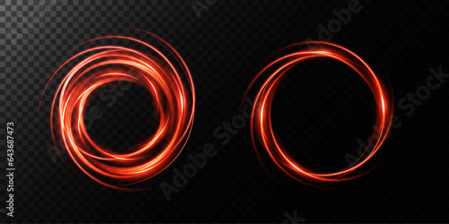 Portal and frame, abstract light lines of movement and speed. Red color, light ellipse. Bright galaxy. Glowing podium. Space tunnel. Light everyday glowing effect. semicircular wave, light whirlwind