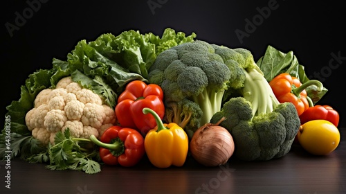 fresh vegetable isolated with black background © joni