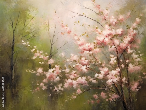 Delicate cherry blossoms, soft petals on white canvas, made with Generative AI