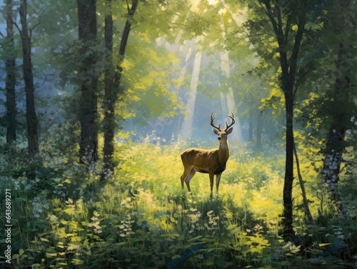 Graceful deer, a symbol of woodland beauty, portrayed elegantly on a clear surface, embodying forest majesty, made with Generative AI