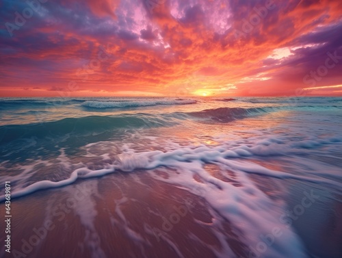 Majestic sunset over a tranquil ocean, vivid hues, made with Generative AI © Алексей Василюк