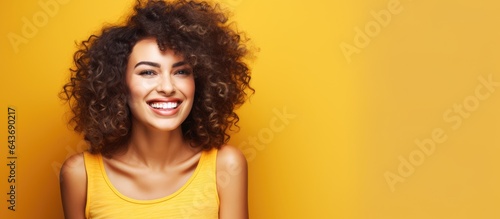 Latin woman with curly hair...