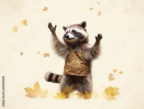 Playful raccoon, striking a candid pose on a transparent backdrop, capturing the playful spirit of the forest, made with Generative AI