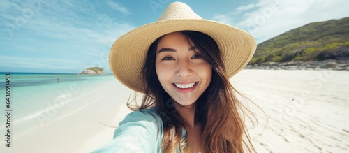 Asian woman taking a selfie...