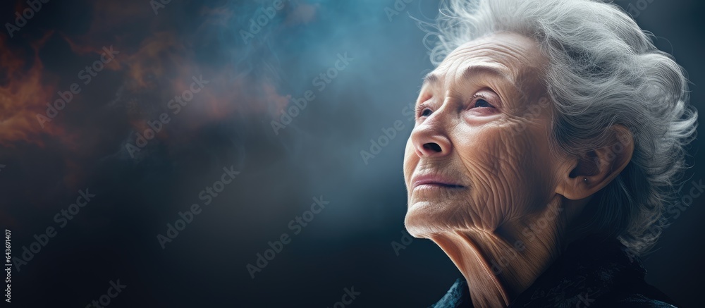 Portrait of a pensive elderly Caucasian widow highlighting contemplation support loneliness and awareness in retirement