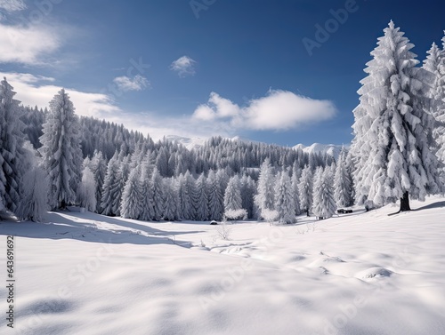 Untouched alpine meadow covered in fresh snow, untouched winter landscape , made with Generative AI