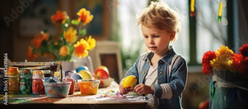 Child creates Easter eggs