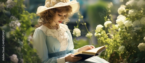 Stylish lady reading outdoors