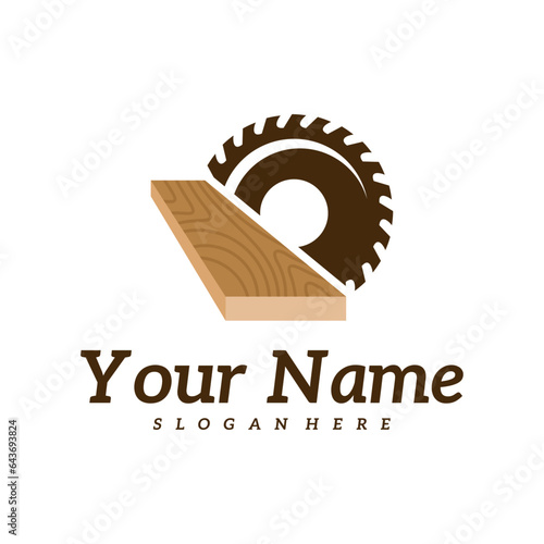 Wood cutter logo design Template. Creative Wood logo vector illustration.
