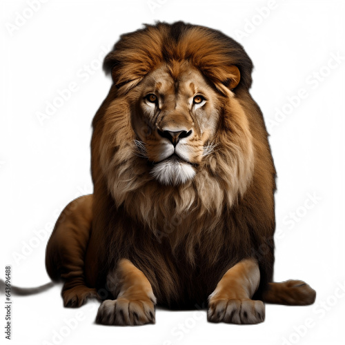 Regal Lion on Isolated Background. Generative AI