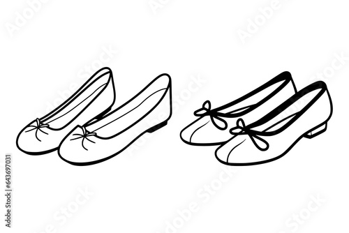 Flat Shoe Lady Shoes in Vintage Style, Retro Women's Footwear and Fashion Illustration Logo