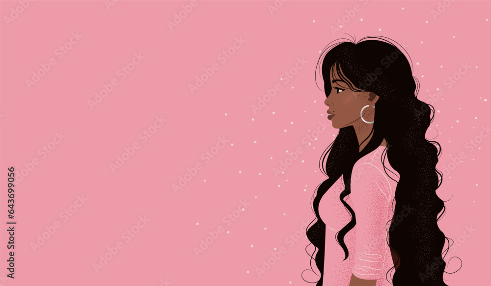 Abstract banner with young woman in pink dress. Abstract banner with young woman in pink dress.