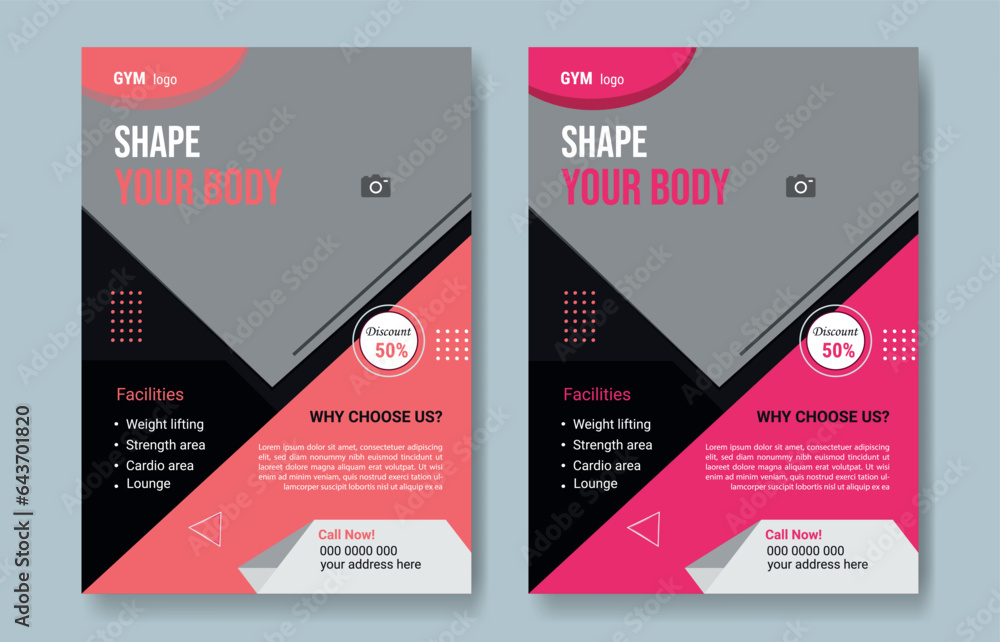 Gym and fitness promotional social media post and social media banner or web banner template Gym and fitness promotional social media post and social media banner or web banner template