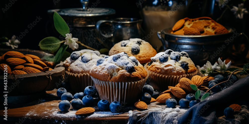Blueberry And Almond Muffin