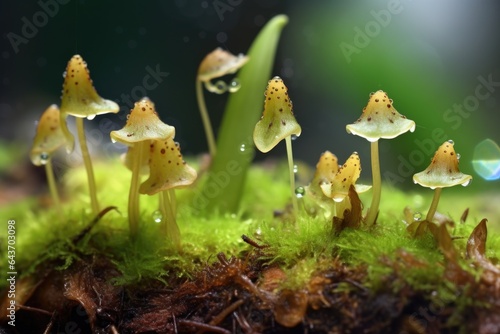 butterwort plant with trapped insects on sticky surface photo