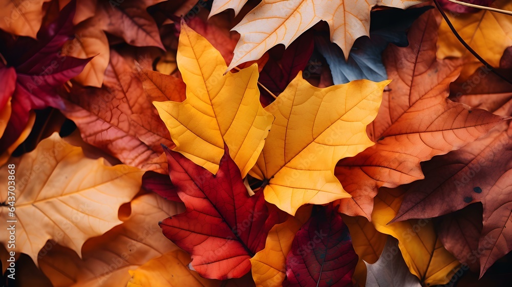 Top View of colorful Autumn Leaves on the Ground. Seamless Background Top View of colorful Autumn Leaves on the Ground. Seamless Background