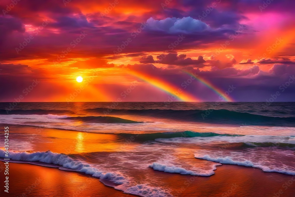 Rainbow over the ocean